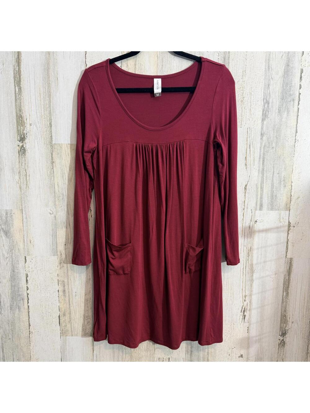 Amclos Women's Medium Burgundy Babydoll Dress
